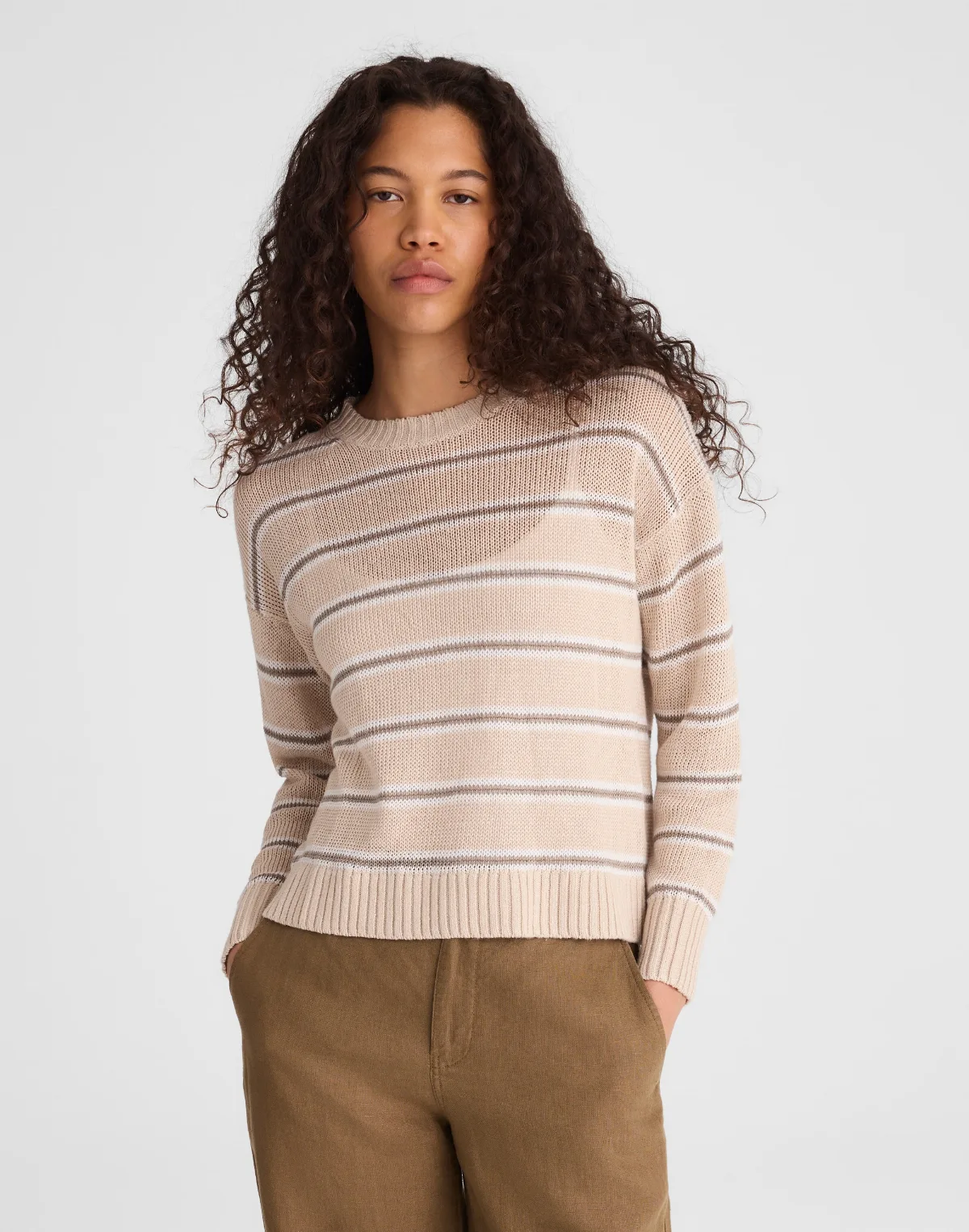 Drop-Shoulder Sweater in 100% Linen by MW