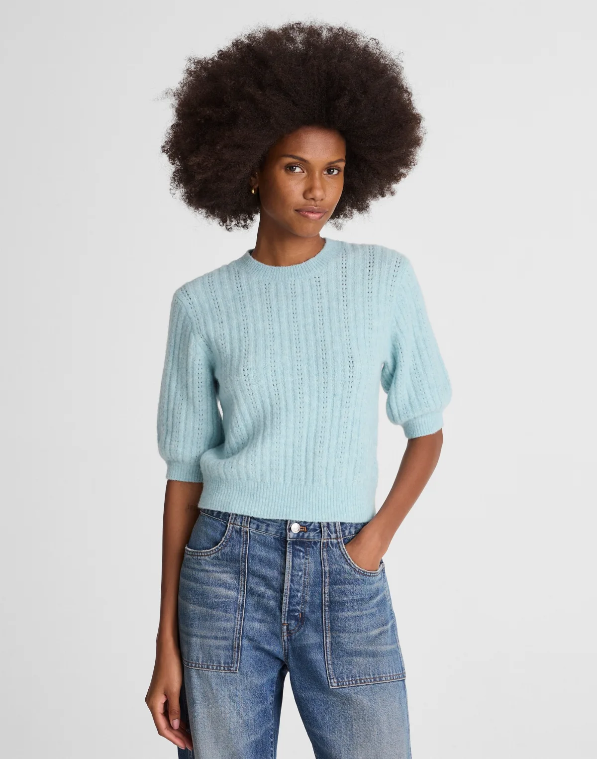 CloudSoft Short-Sleeve Sweater Tee by MW