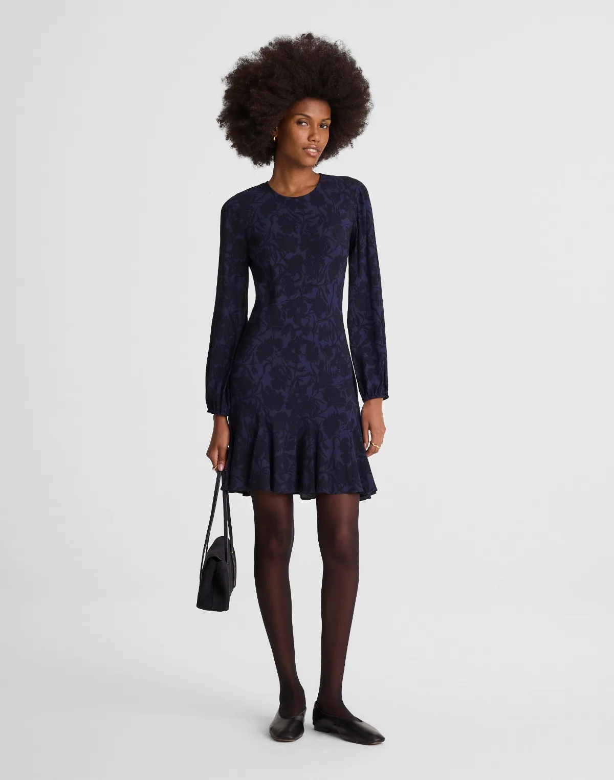 Puff-Sleeve Flare Mini Dress by MW