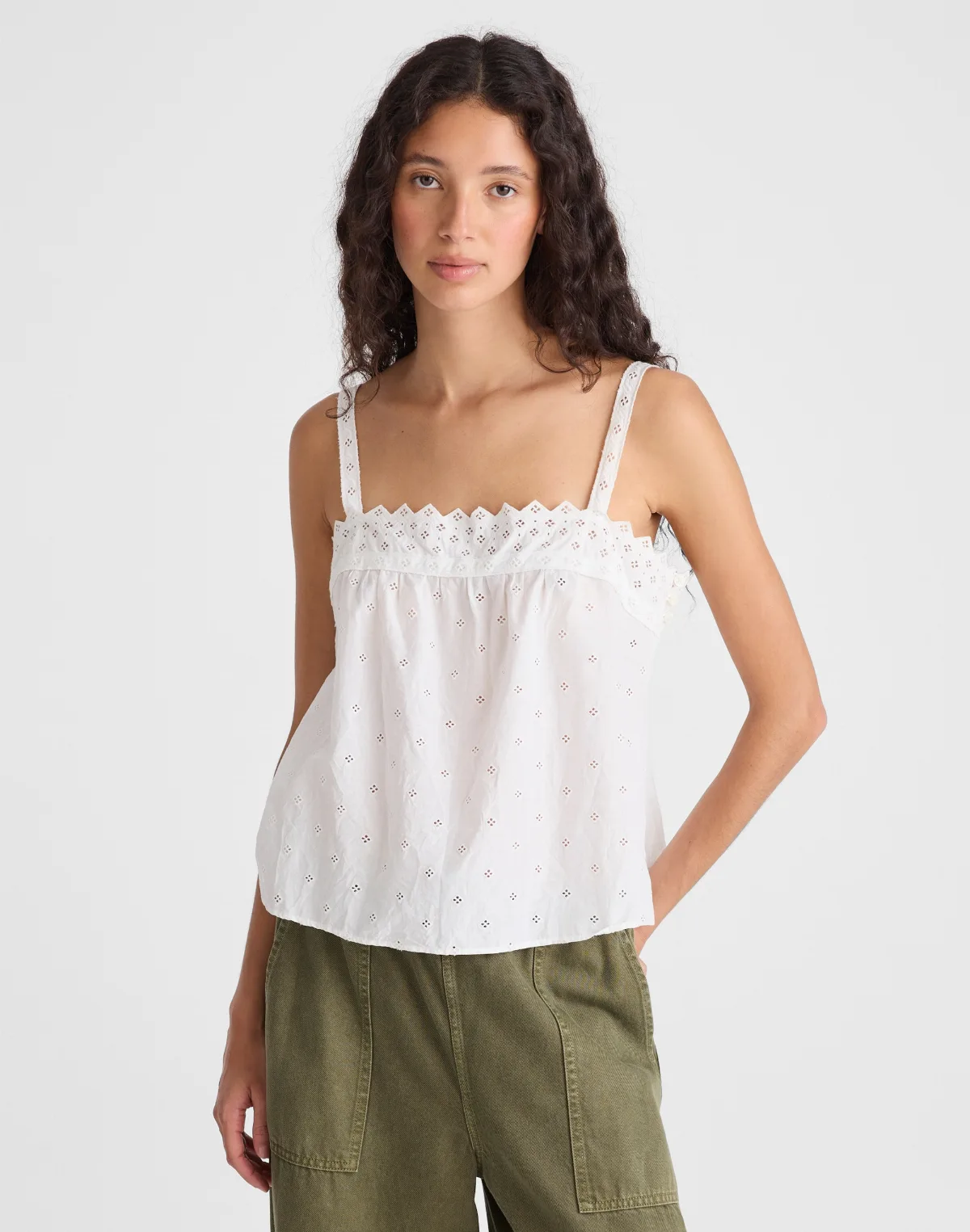 Embroidered Eyelet Tank