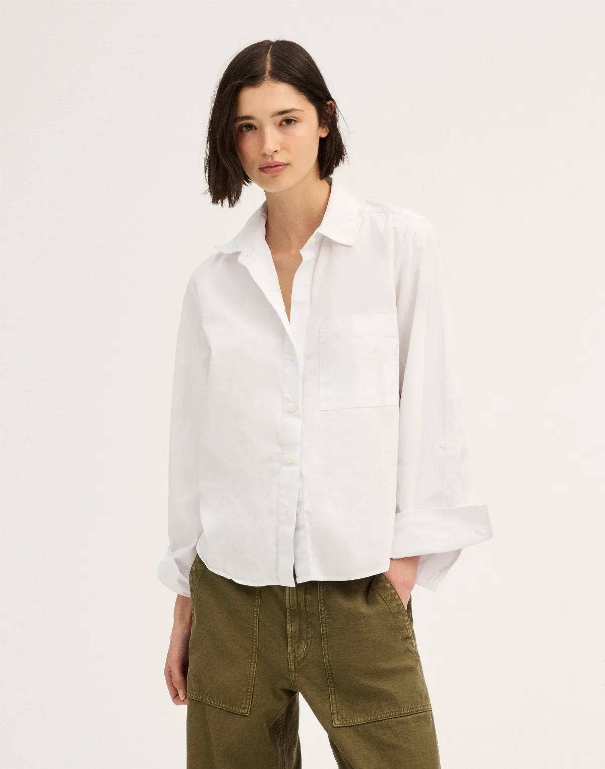 Oxford Easy Y-Neck Button-Up Shirt by MW