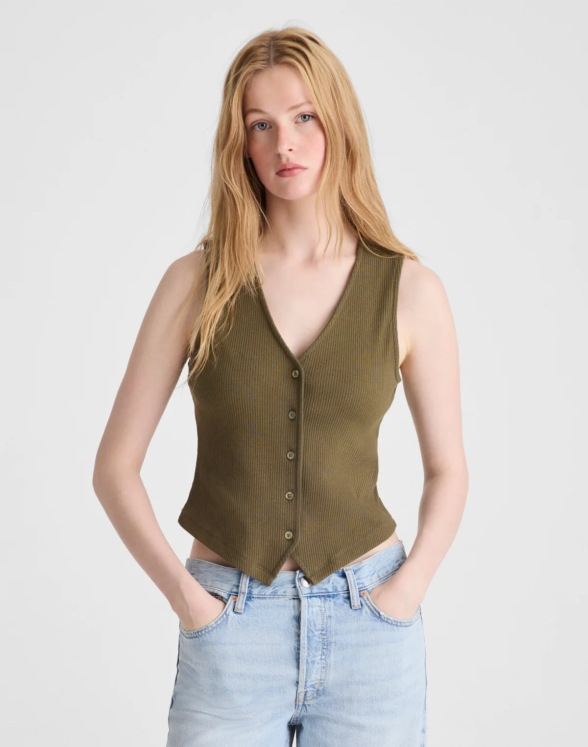 Ribbed V-Neck Vest by MW