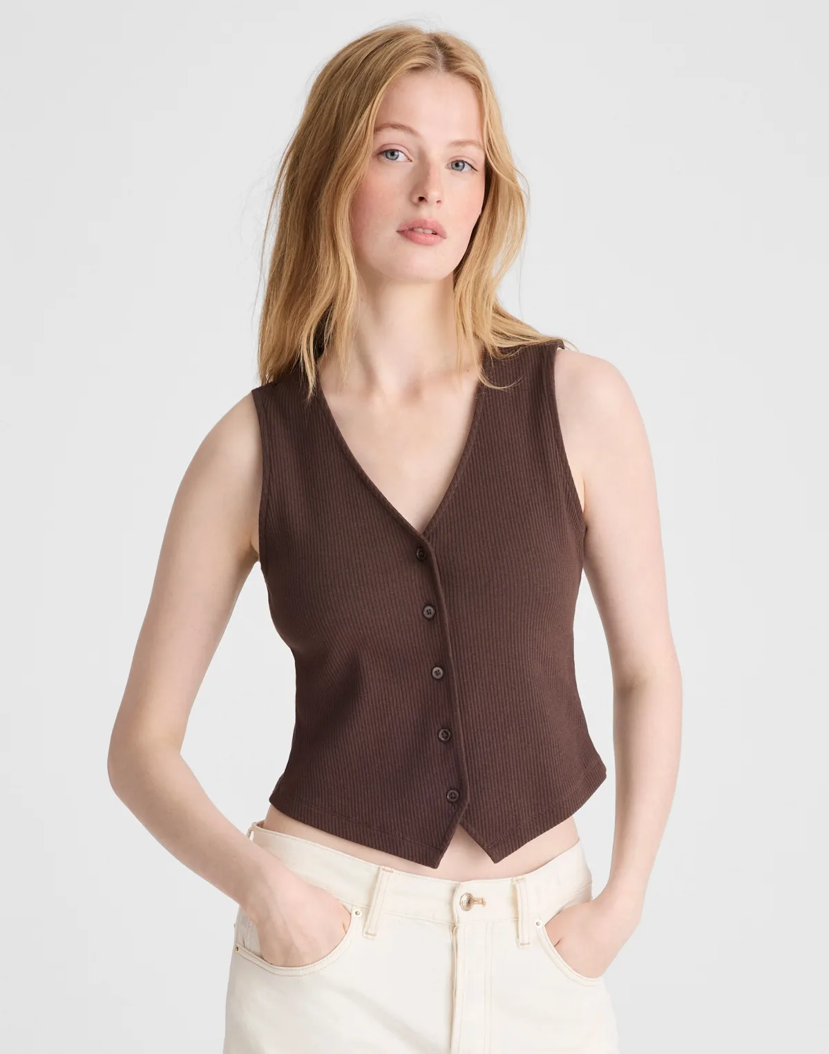 Ribbed V-Neck Vest