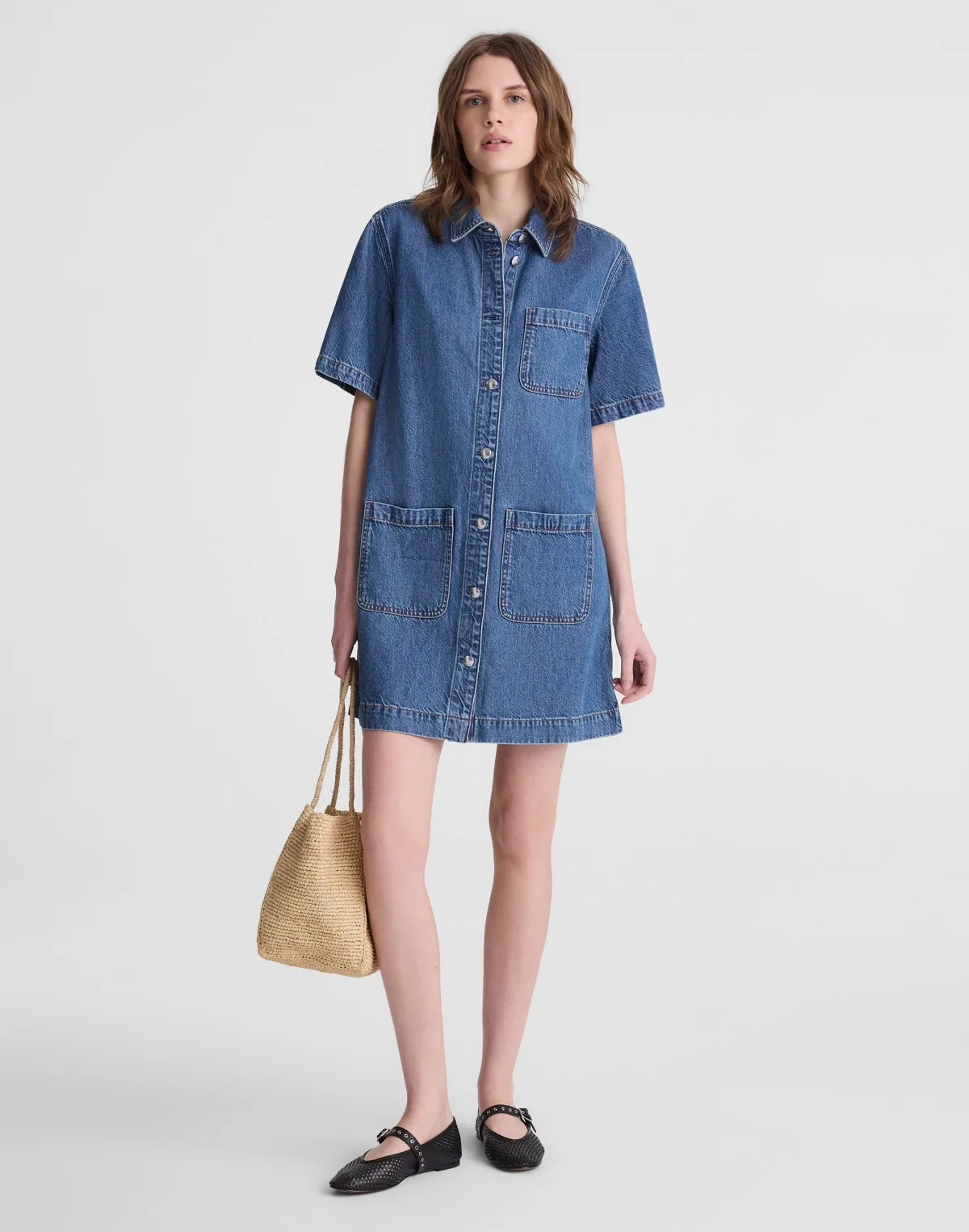 Airy Denim Boxy Mini Shirtdress by MW