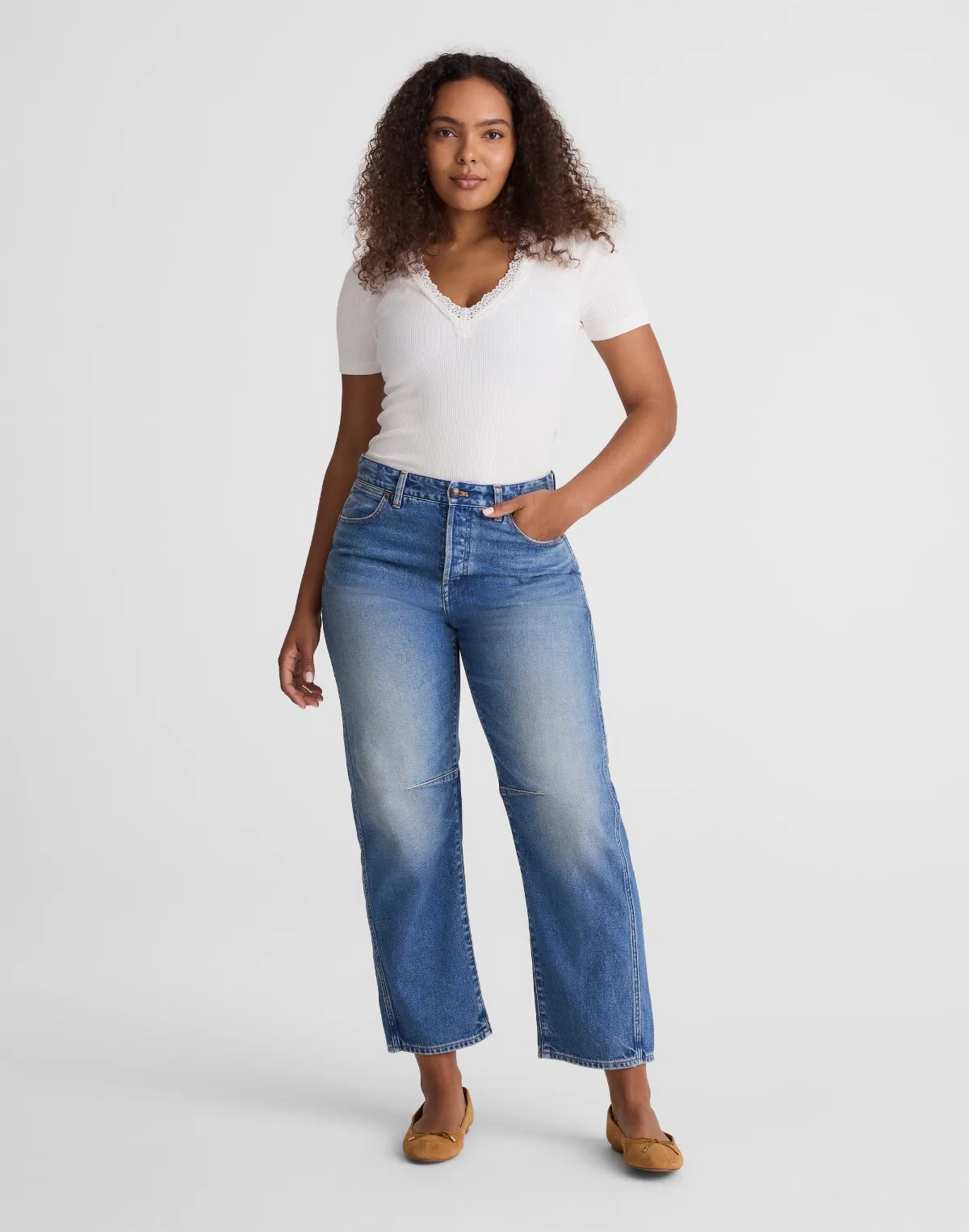 The Curvy Darted Barrel-Leg Jean by MW