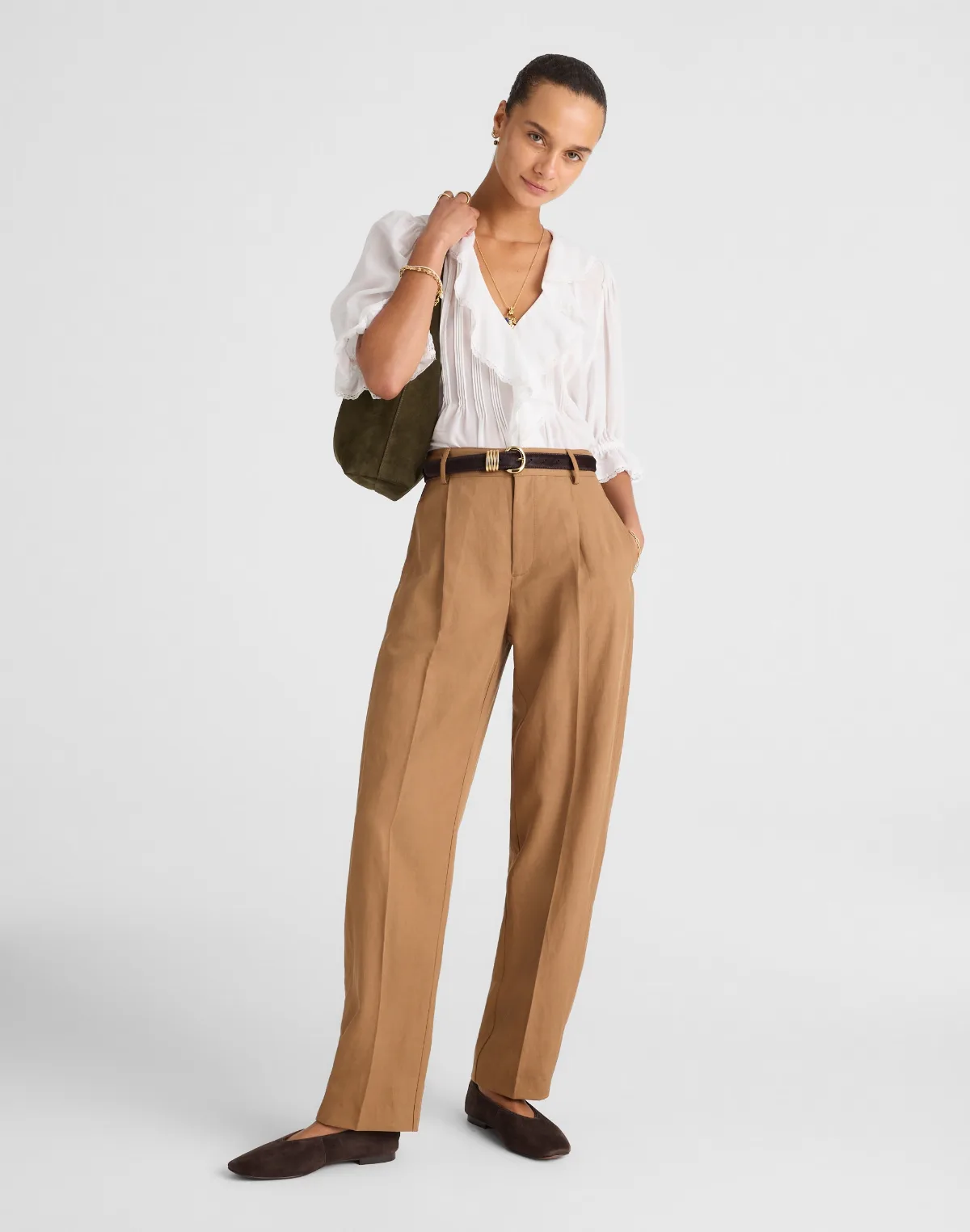 High-Rise Barrel-Leg Pants by MW
