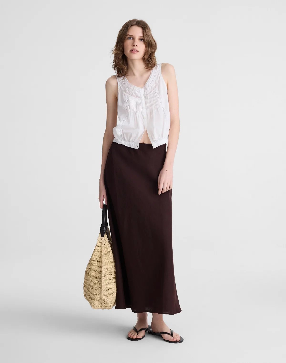 Maxi Slip Skirt in Linen by MW