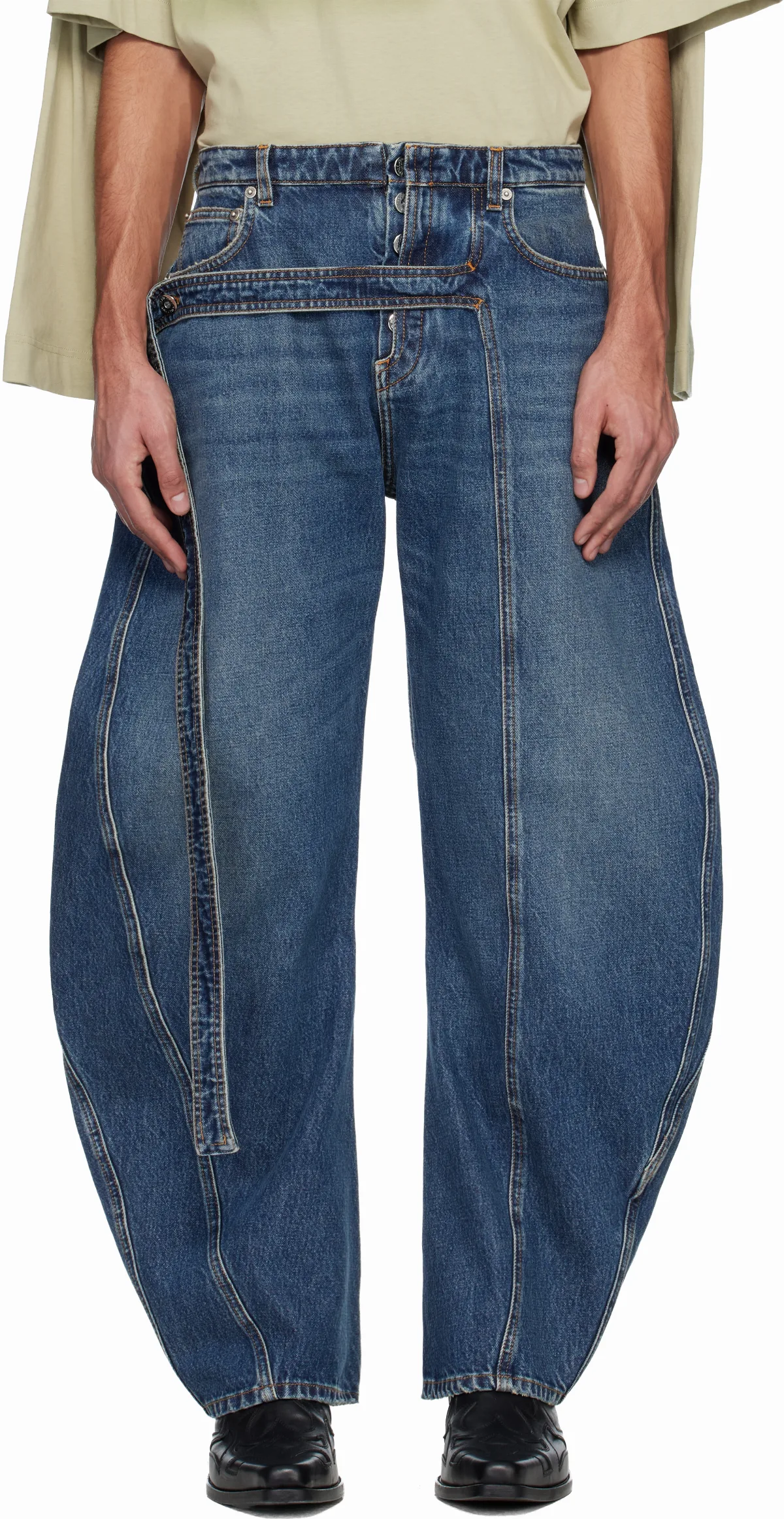 Blue'The Denim Strap' Jeans