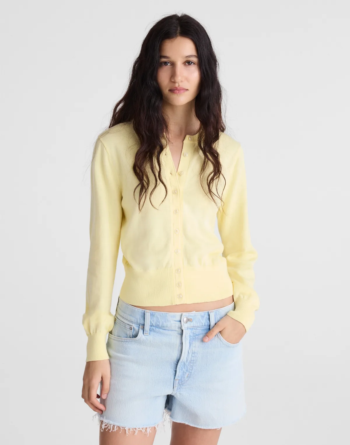 Button-Front Cardigan in 100% Cotton by MW