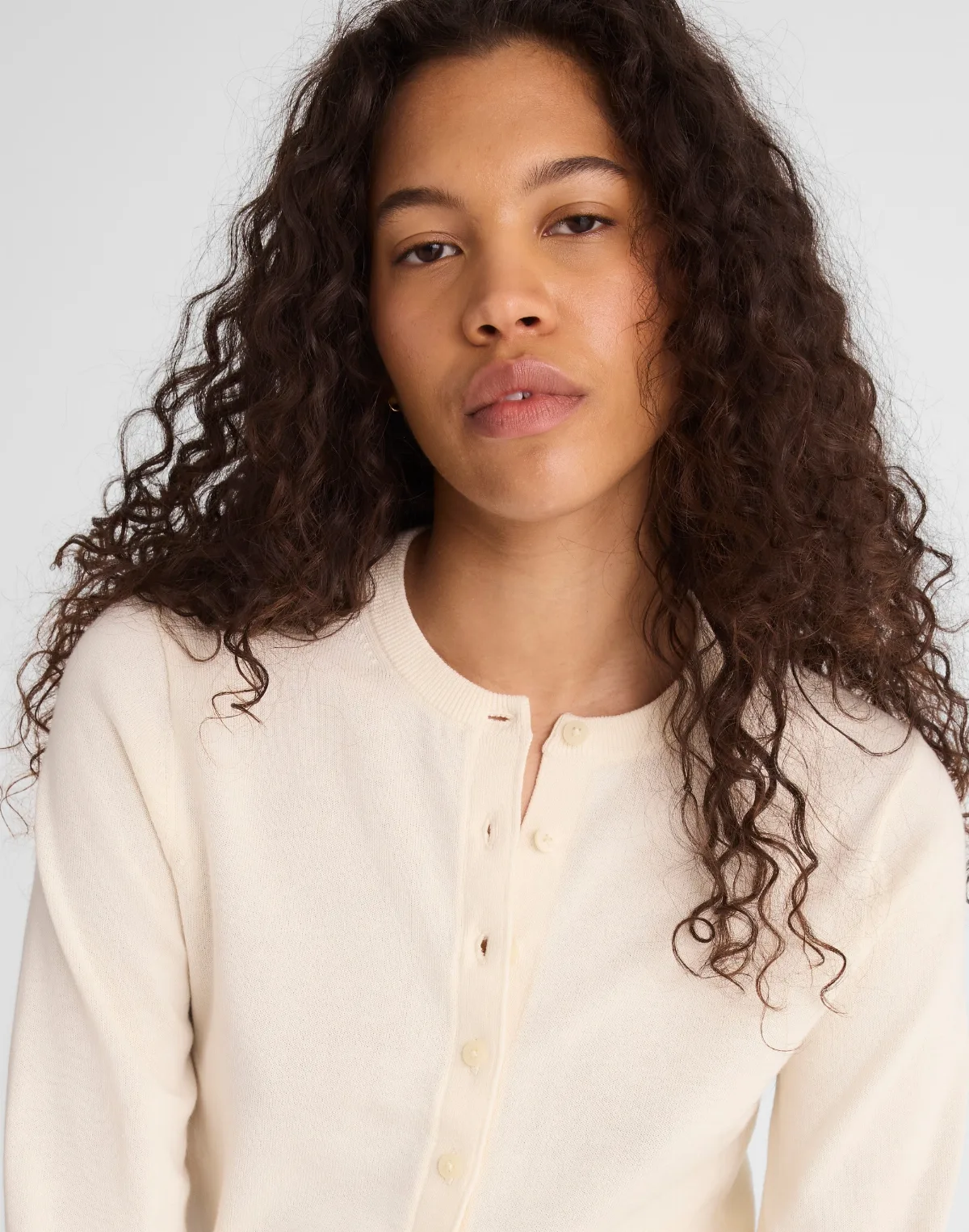Button-Front Cardigan in 100% Cotton