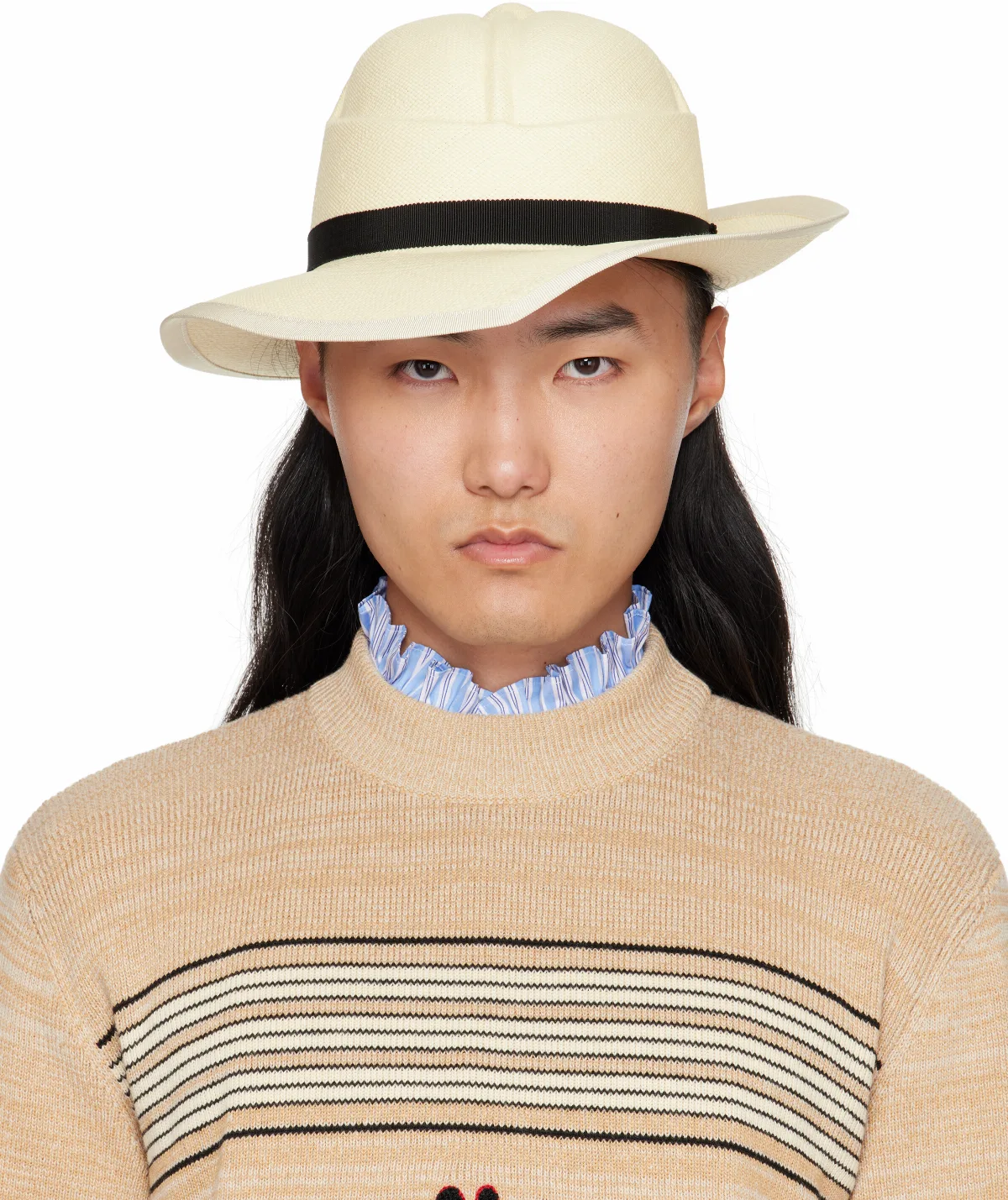 Off-White Large Brim Panama Hat by Valentino Garavani