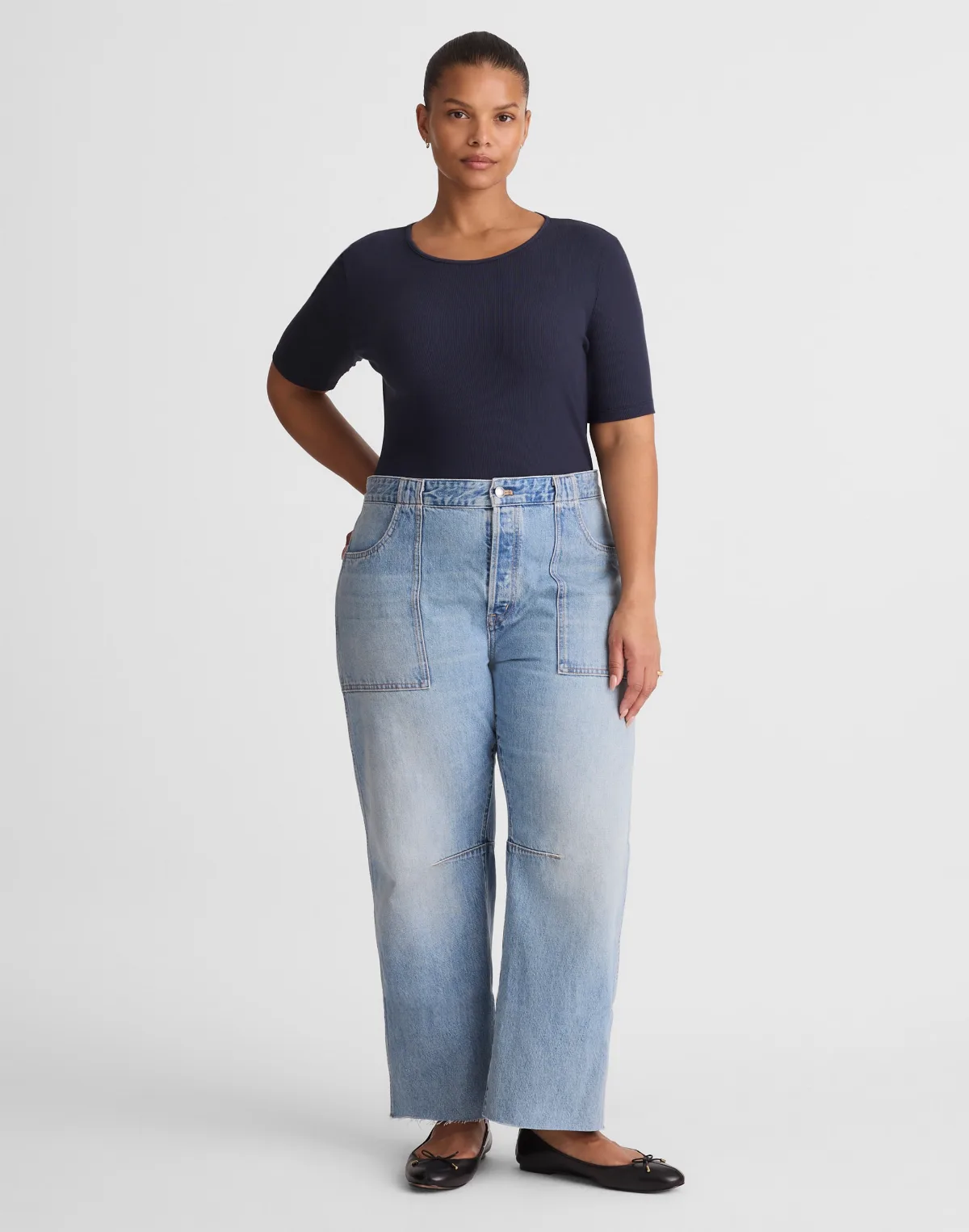 The Darted Utility Barrel-Leg Jean in Faded Horizon by MW