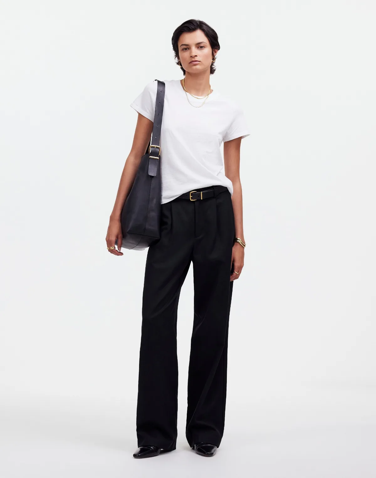 Slouchy Straight Pants in Drapey Twill