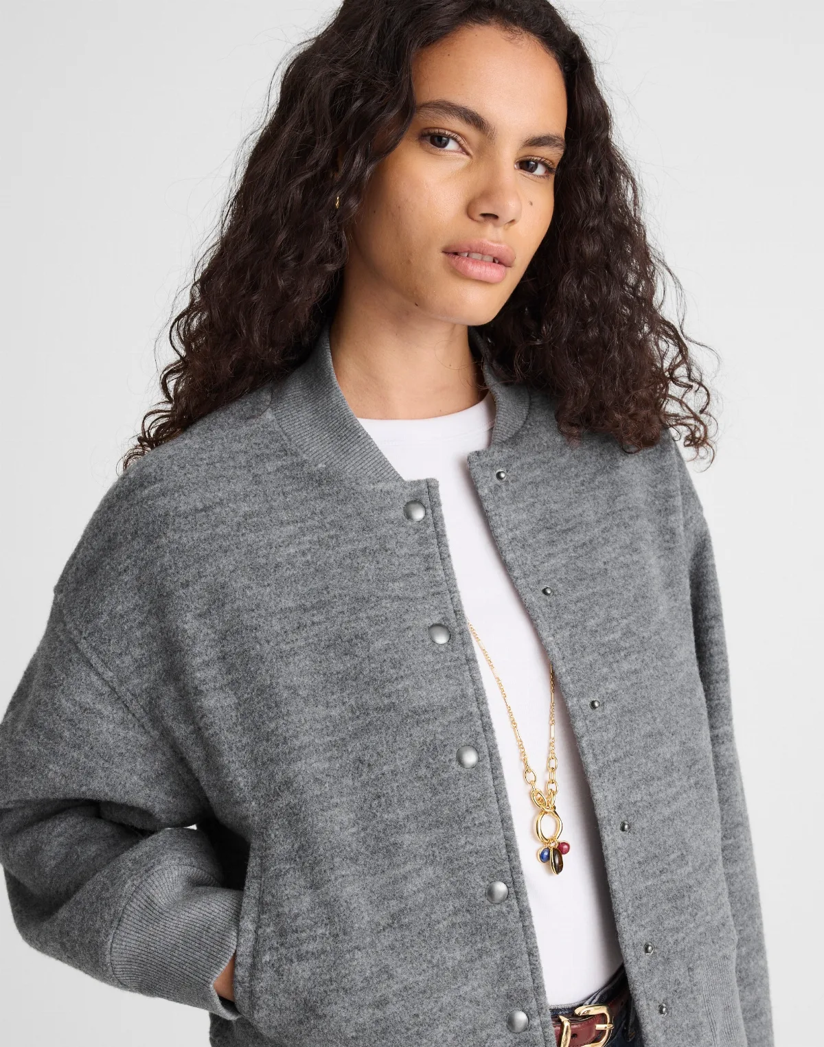 Double-Faced Knit Bomber Jacket by MW