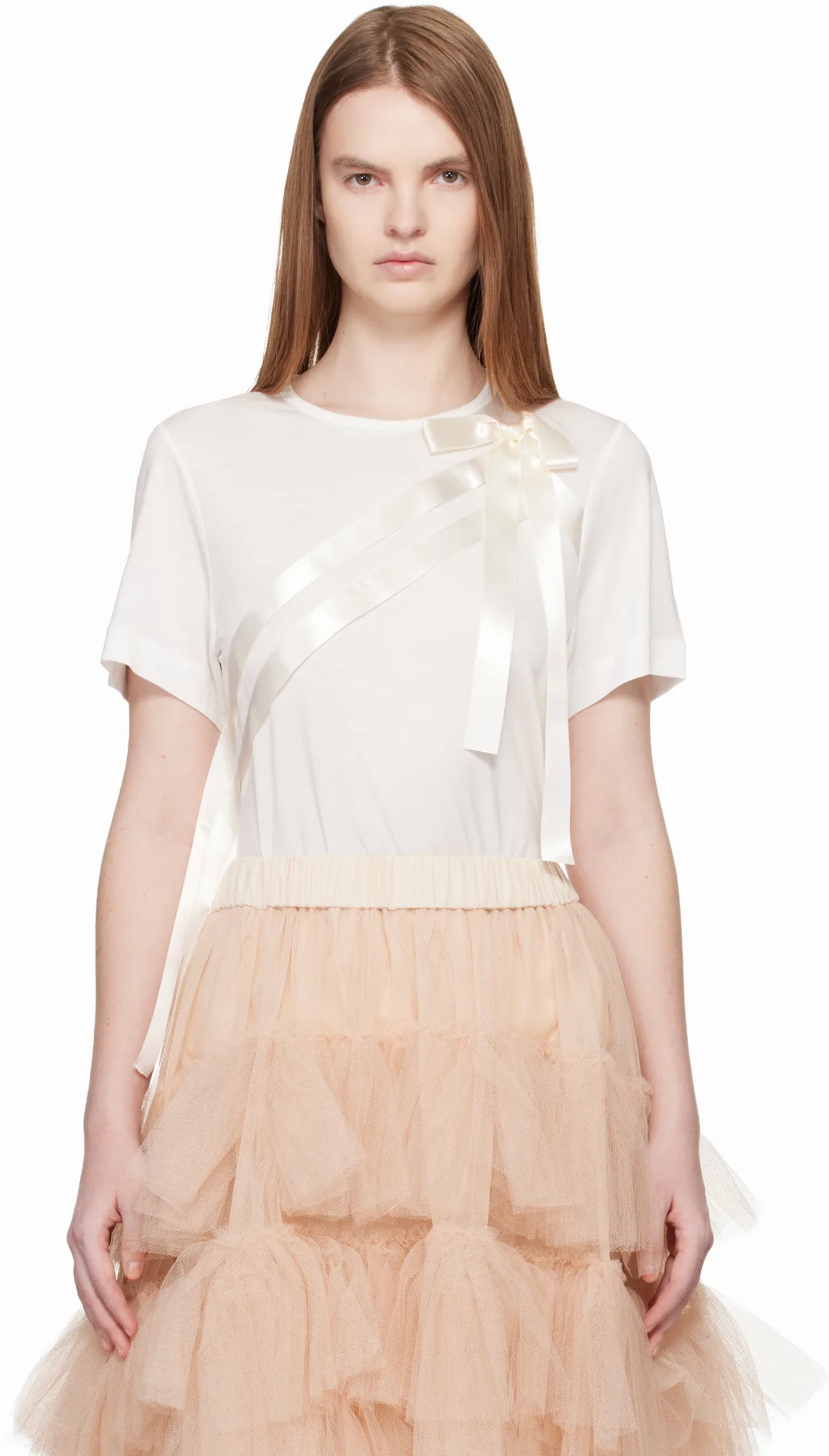 White Bow Sash Easy T-shirt