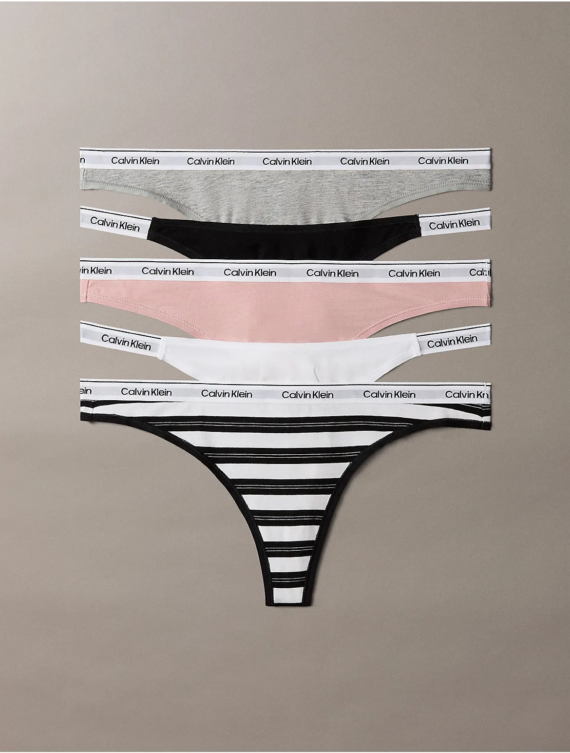 Icon Logo 5-Pack Mixed Thong by Calvin Klein Logo