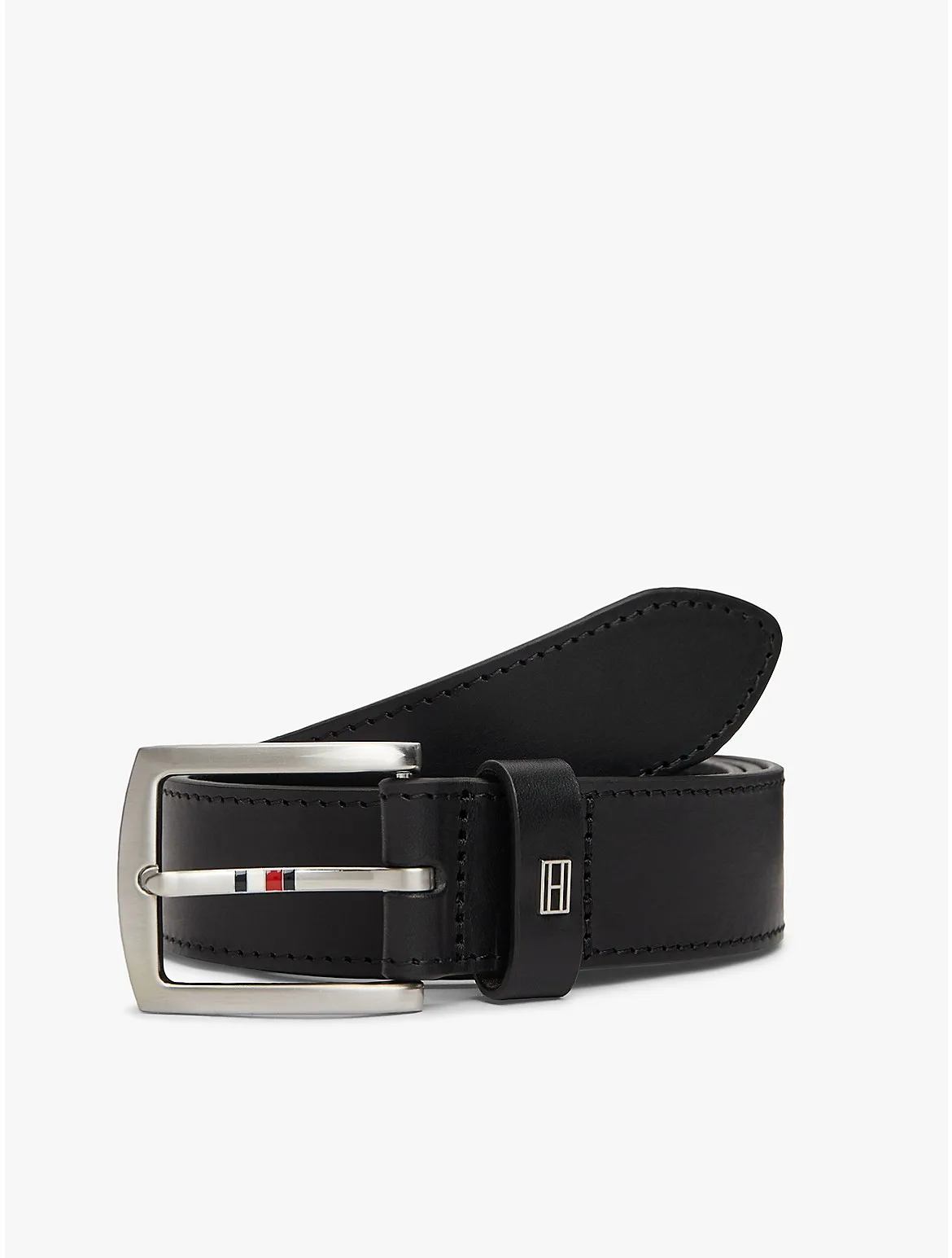 Square Buckle Leather Belt by Tommy Hilfiger