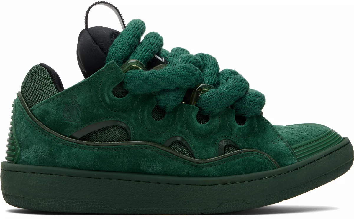 Green Curb Leather With Snake Laces Sneakers