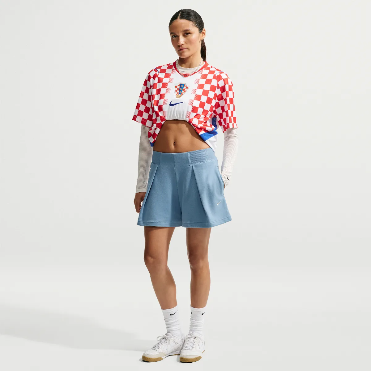 Studio Fleece Lightweight French Terry High-Rise Pleated Shorts by Nike