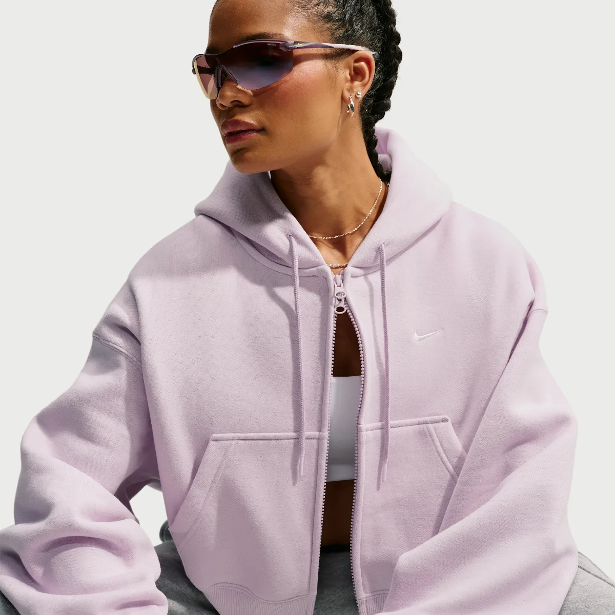 Studio Fleece Medium Weight Oversized Full-Zip Cropped Hoodie by Nike