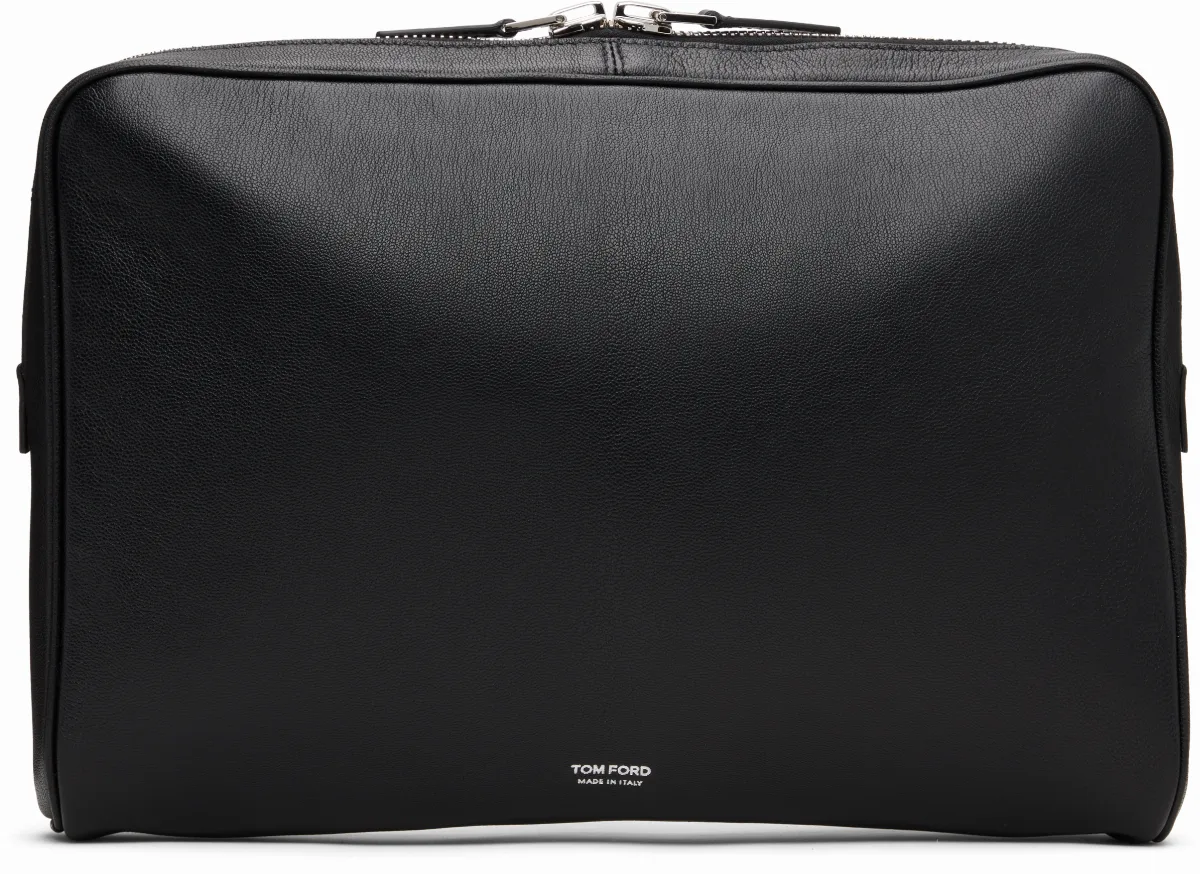 Black Grain Leather Minimal Laptop Pouch by TOM FORD