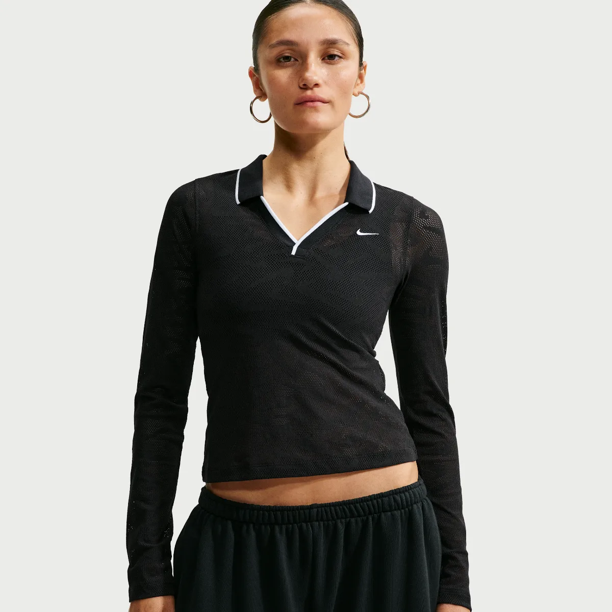 Sportswear Chill Knit Tight Mod-Cropped Long-Sleeve Lace Top by Nike