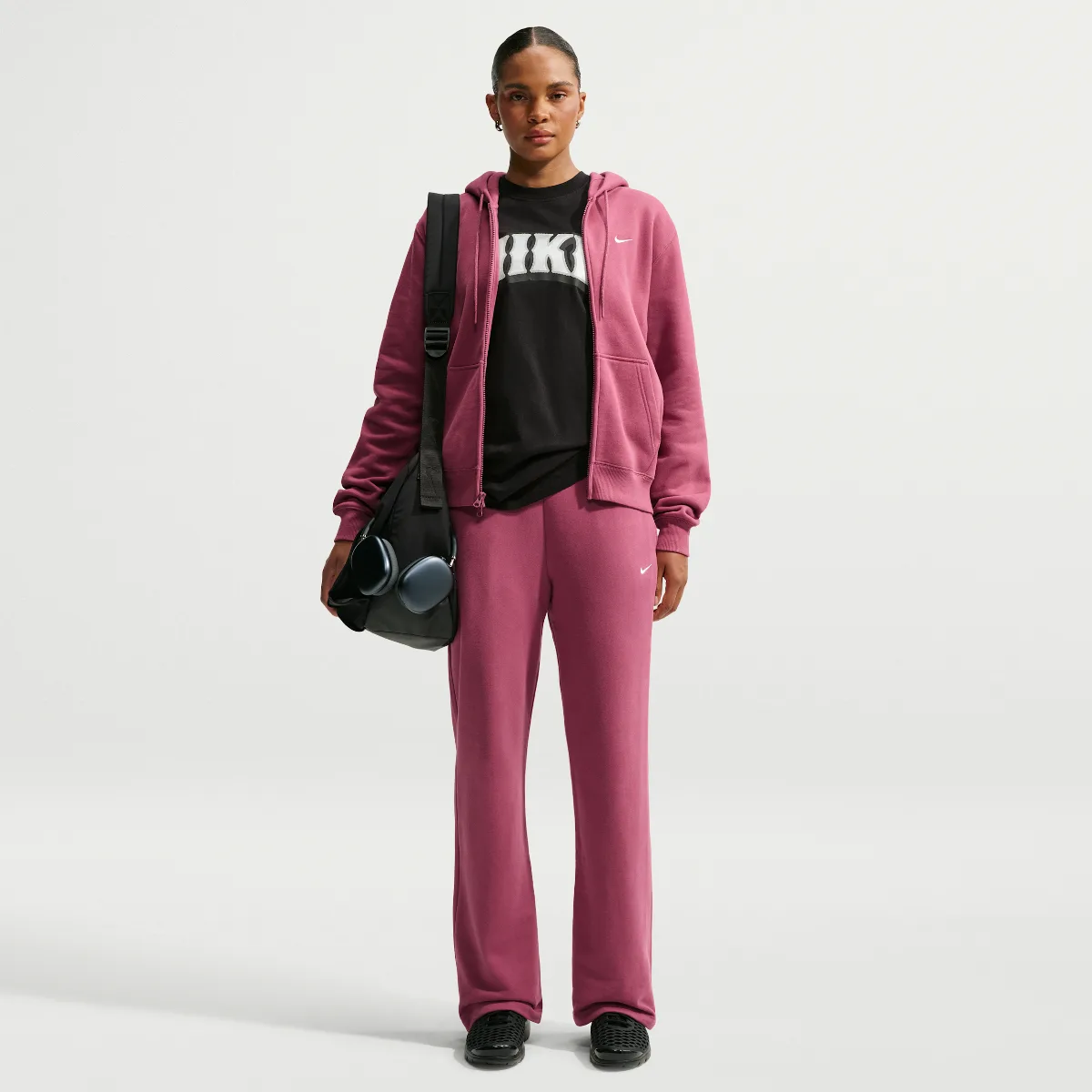 Studio Fleece Lightweight "French Terry" Mid-Rise Open-Hem Pants by Nike