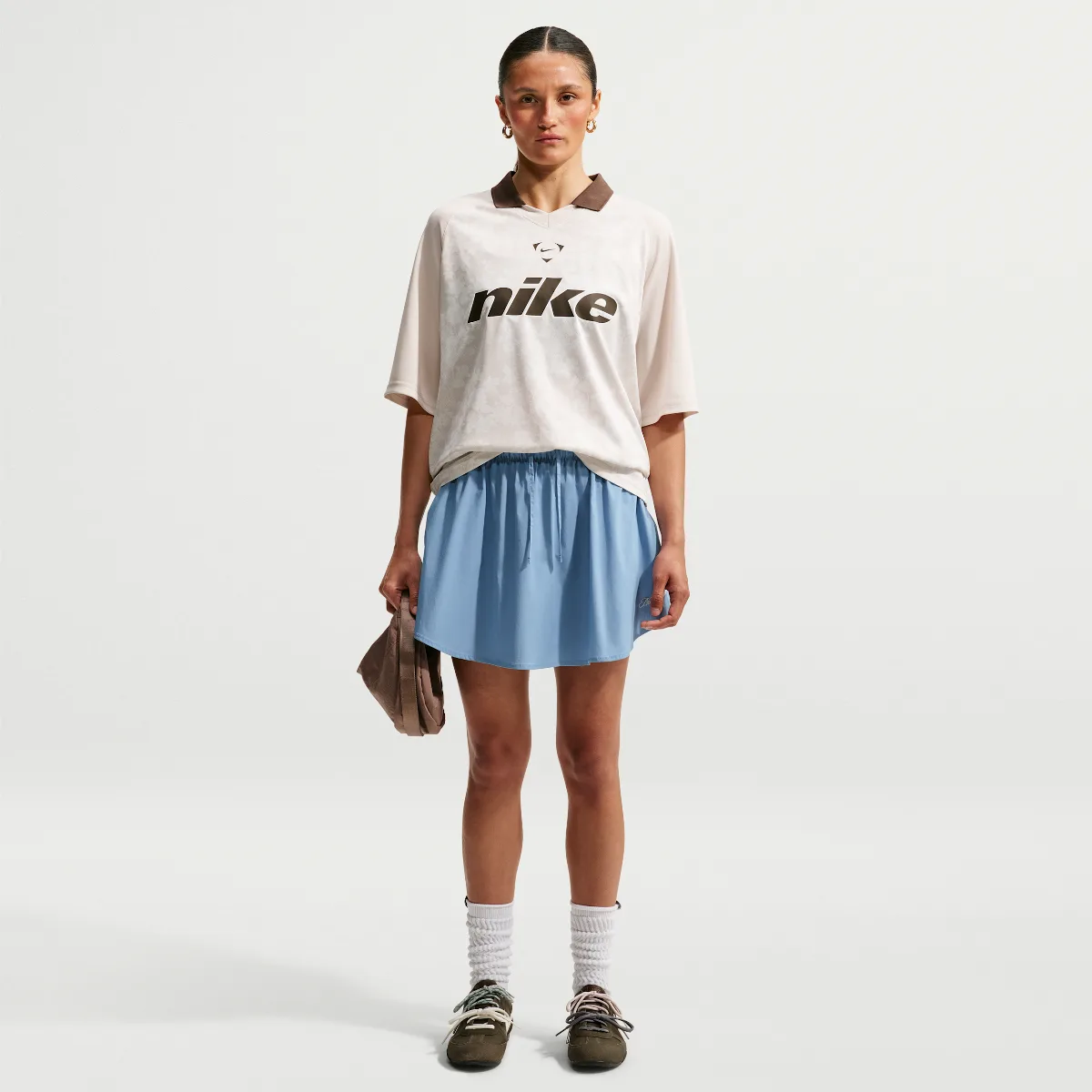 Nike Sportswear Mid-Rise Scalloped-Trim Poplin Skirt by Nike