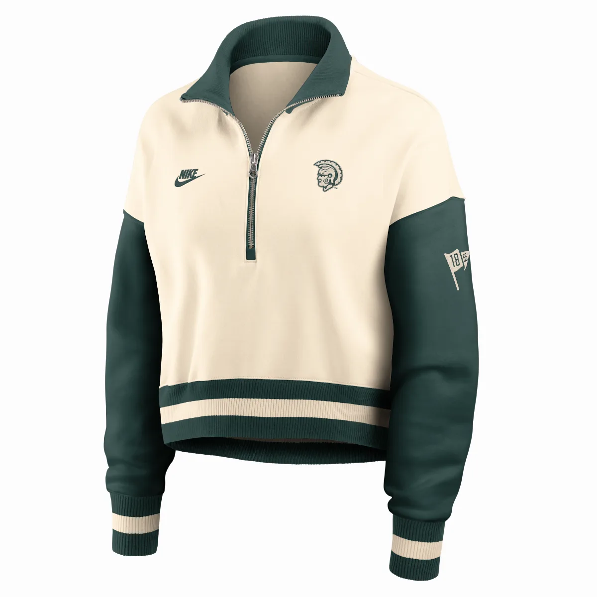 Michigan State Legacy College Cropped Oversized 1/4-Zip Crew by Nike