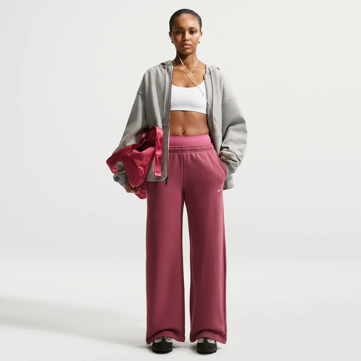 Studio Fleece Weight Mid-Rise Wide-Leg Pants
