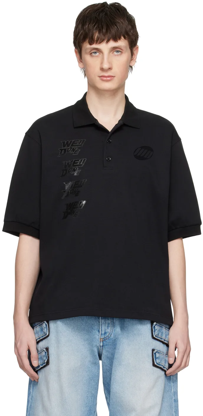 Black Cotton Polo by We11done