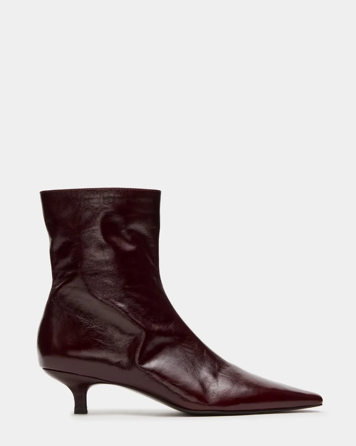 Vile Dark Cherry Leather Ankle Booties by Steve Madden