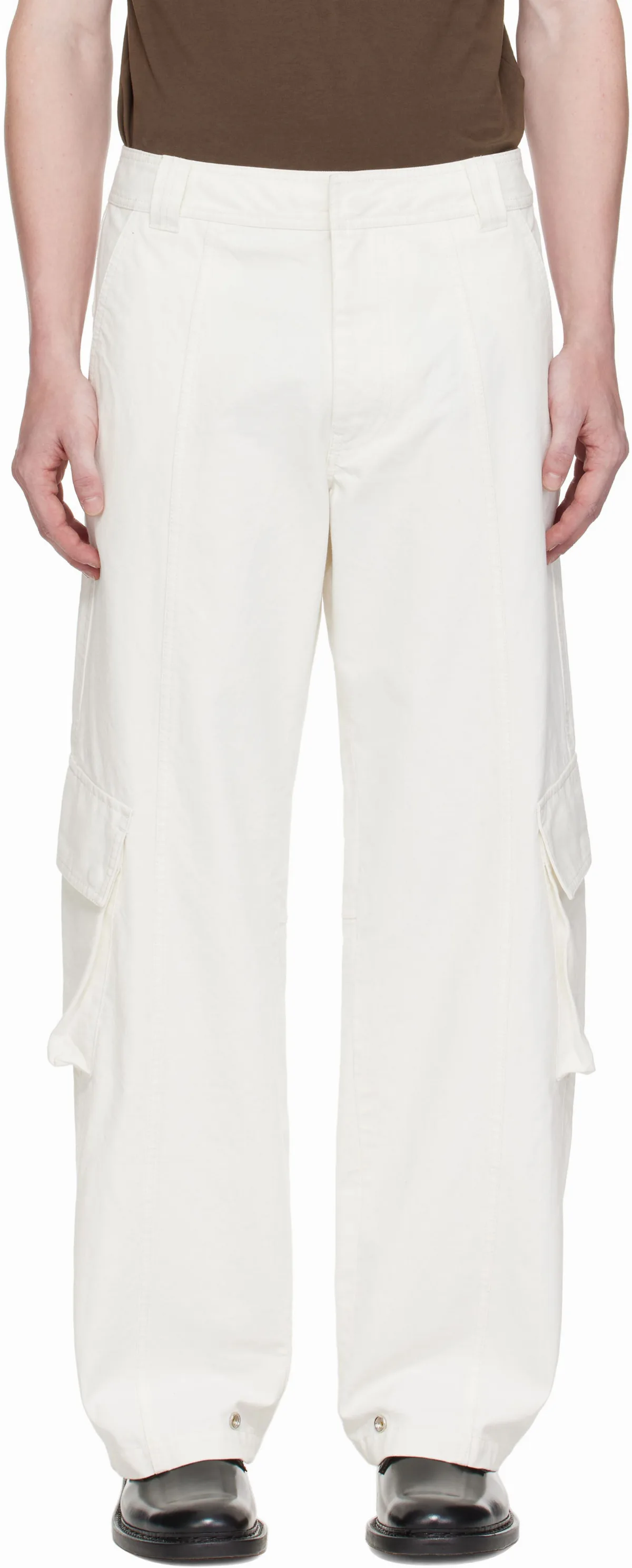 White Cotton Canvas Cargo Pants
