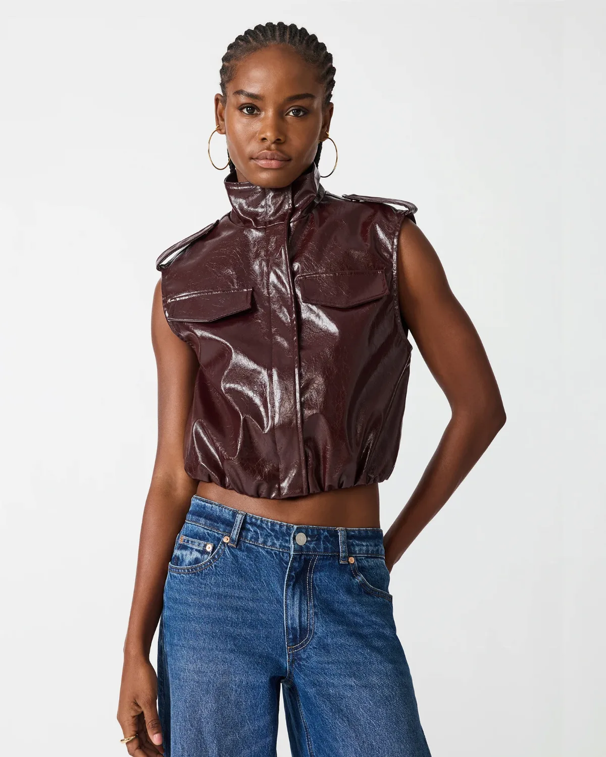Luxie Vest Sleeveless Faux Leather by Steve Madden