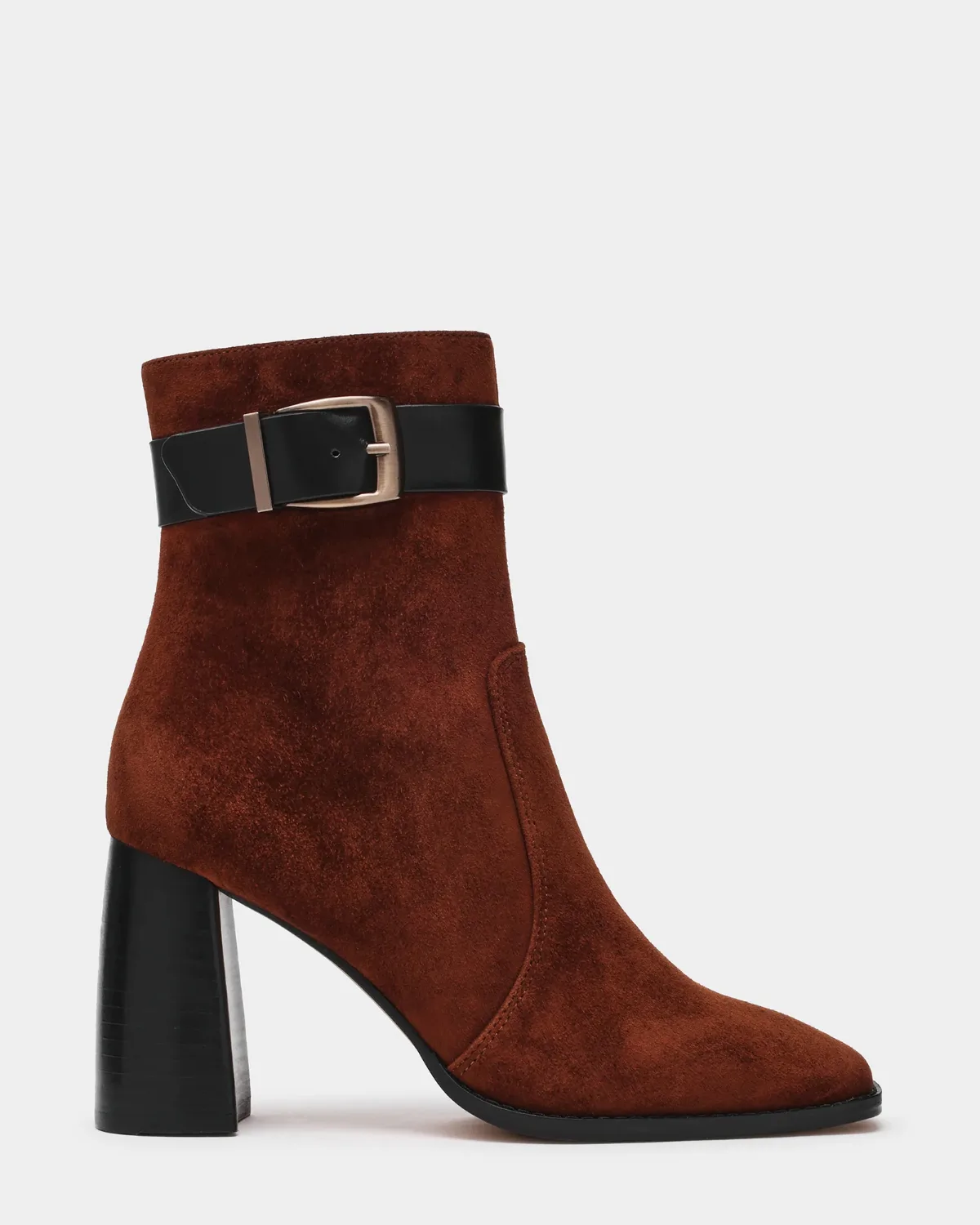 Manda Block Heel Booties - Suede Leather by Steve Madden
