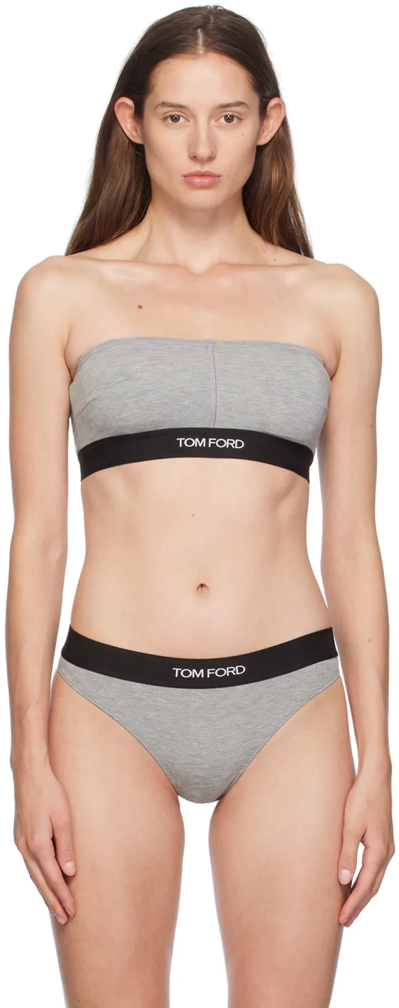 Gray Modal Signature Bandeau Bra by TOM FORD