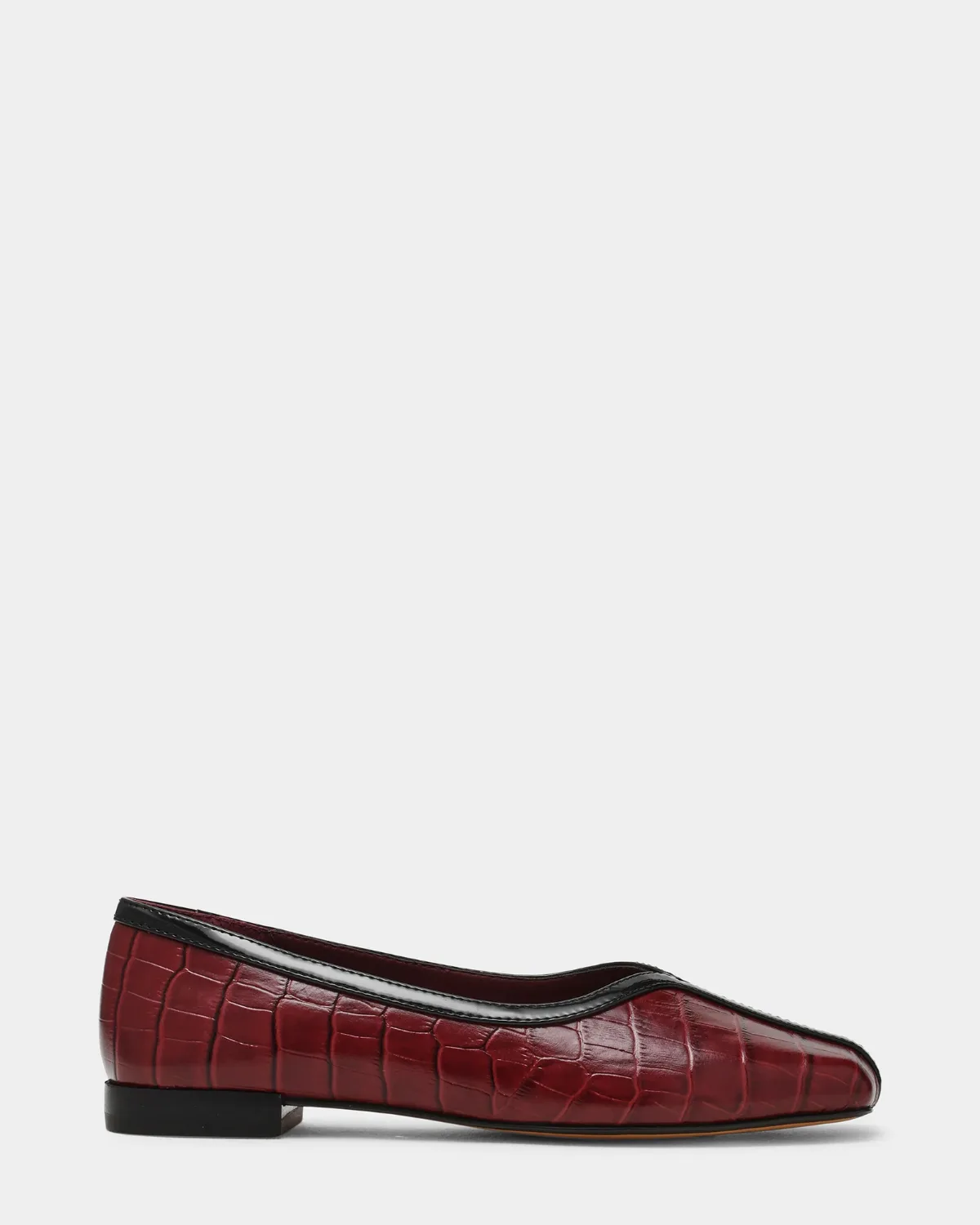 Dorelia Crocodile Leather Square Toe Flats by Steve Madden