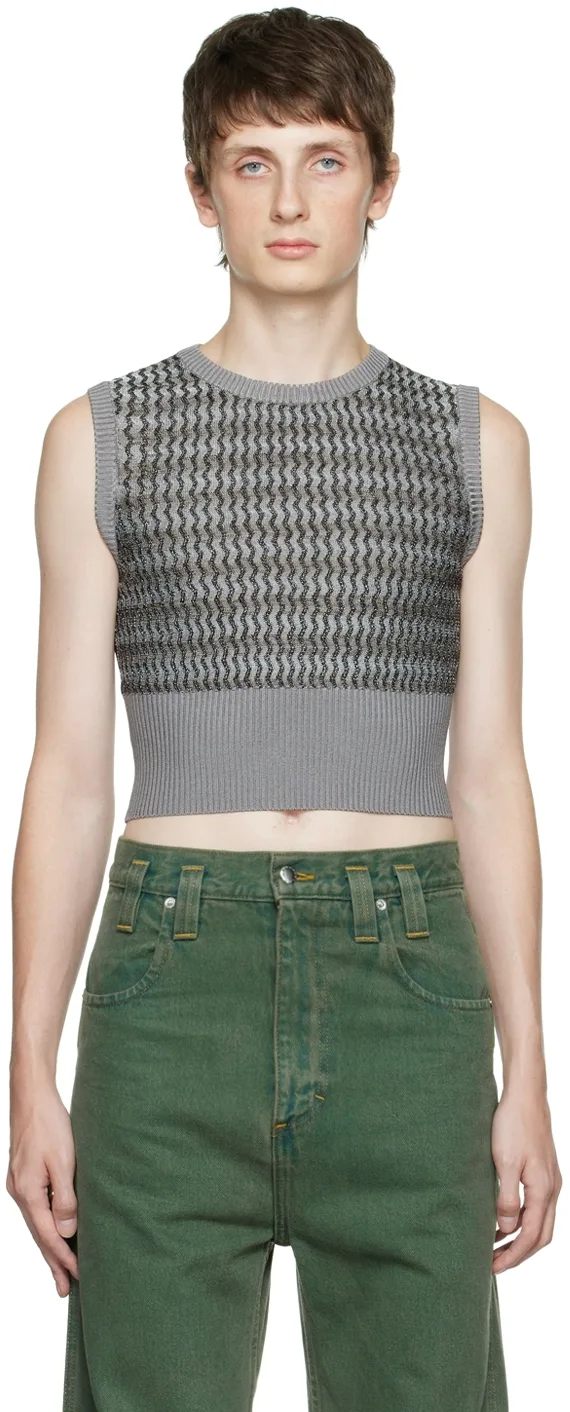 Gray Ribbed Vest by Eckhaus Latta