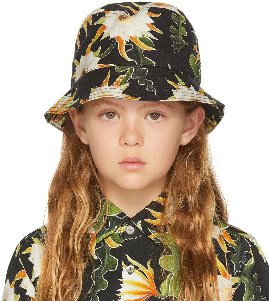 SSENSE Exclusive Kids Black Epiphyllum Bucket Hat by Endless Joy