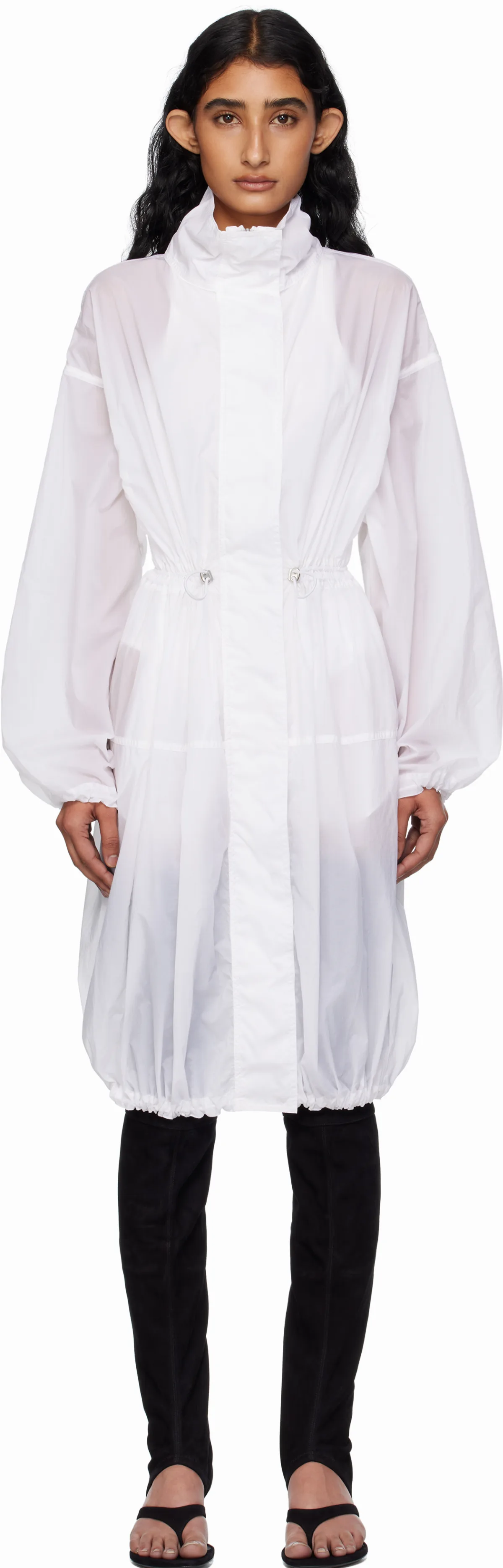 White Soft Nylon Bubble Parka by ALAÏA