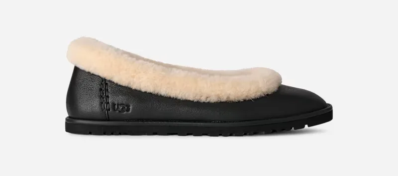 Zora Leather Ballet Flat Sheepskin Shoes by UGG