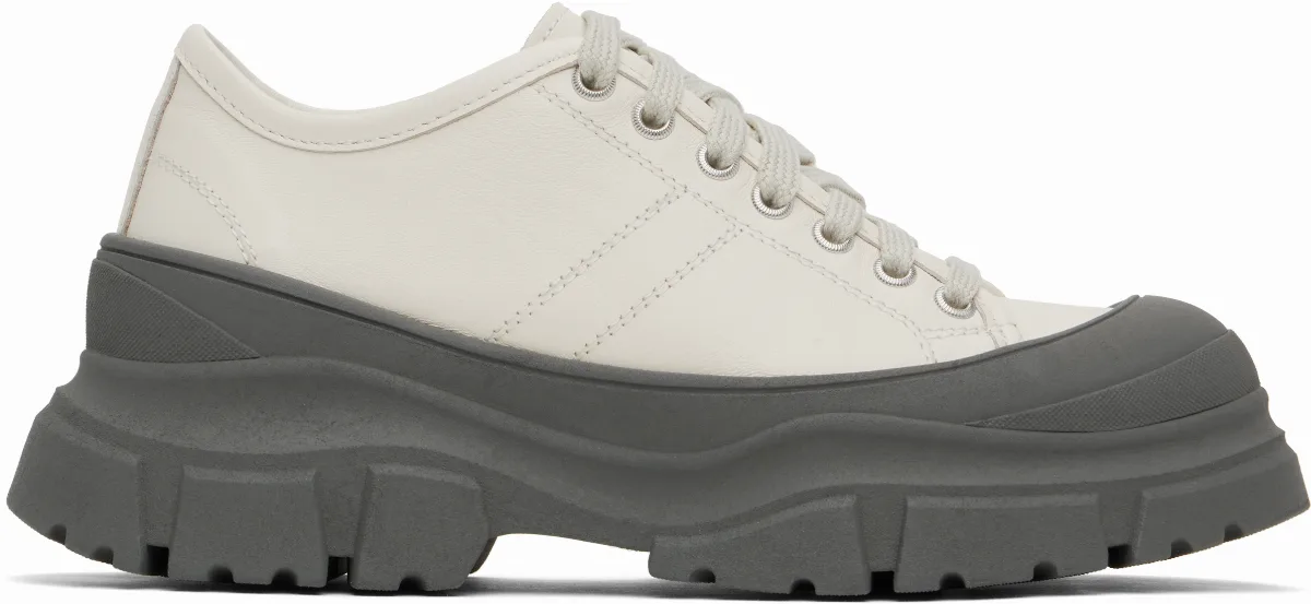 Beige & Gray Feat Sneakers