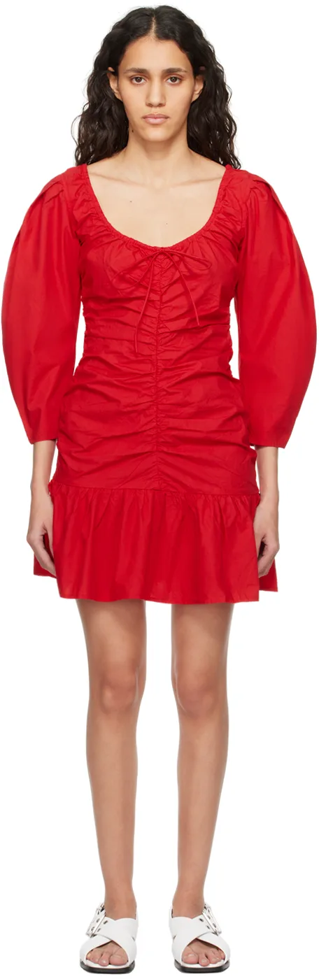 Red Gathered Minidress
