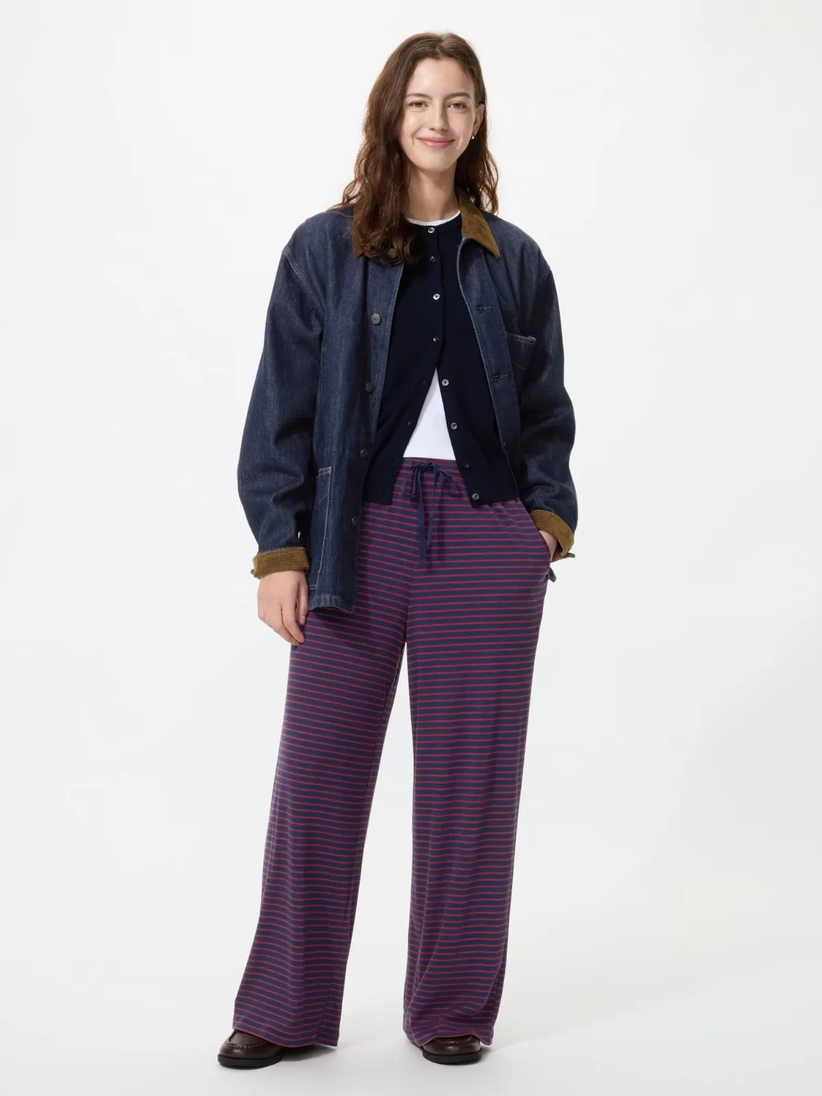 Ribbed Wide Easy Pants Stripe by UNIQLO