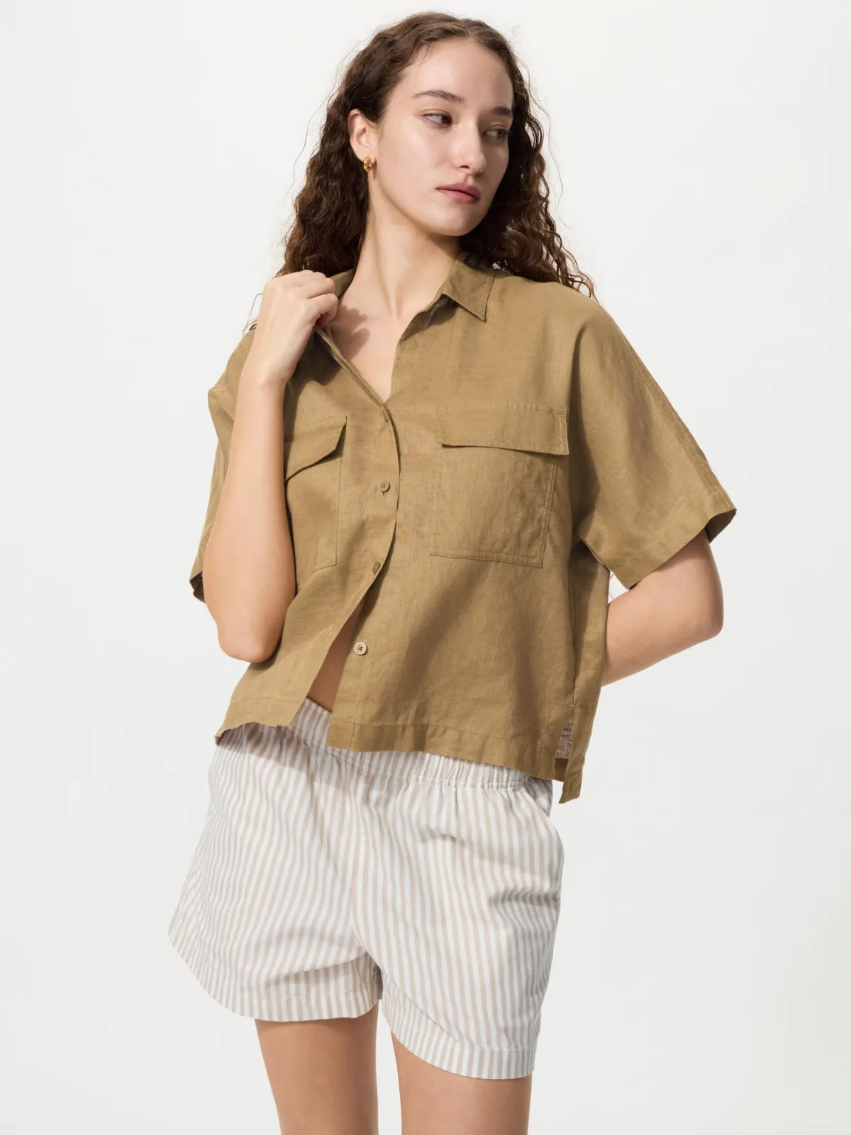 Cotton Easy Shorts Stripe, 100% Cotton by UNIQLO