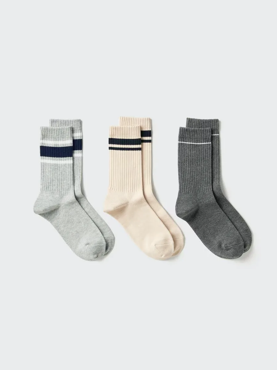 Ribbed Socks 3 Pairs Striped by UNIQLO