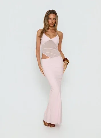 Afinity Sheer V Neck Maxi Dress by Princess Polly Lower Impact
