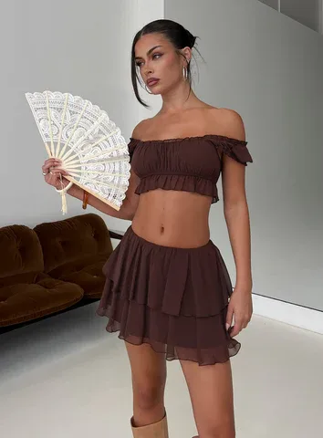 Ackee Ruched Off Shoulder Top by Princess Polly
