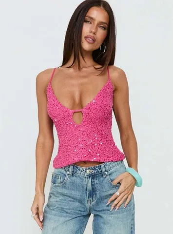 Feel the Vibrations Sequin Top by Princess Polly Lower Impact