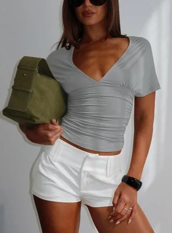Osari Ruched Short Sleeve Jersey Top by MOTEL